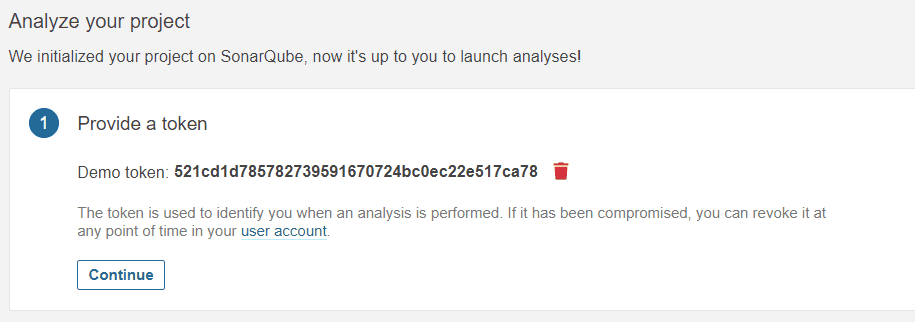 Generated token in SonarQube