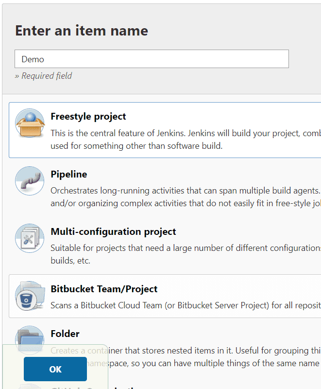 New Jenkins project options
