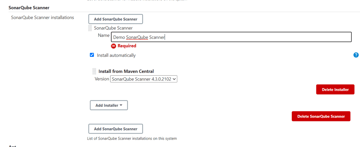 Configuration of SonarQube scanner in Jenkins